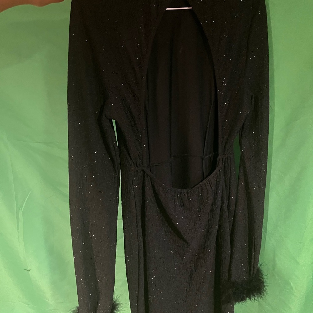 Black Sparkle Fur dress